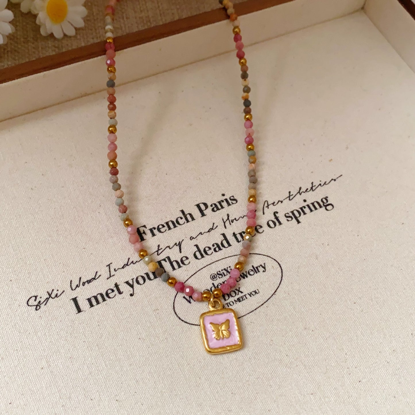 Titanium Steel Oil-drip Red Agate Bead Necklace