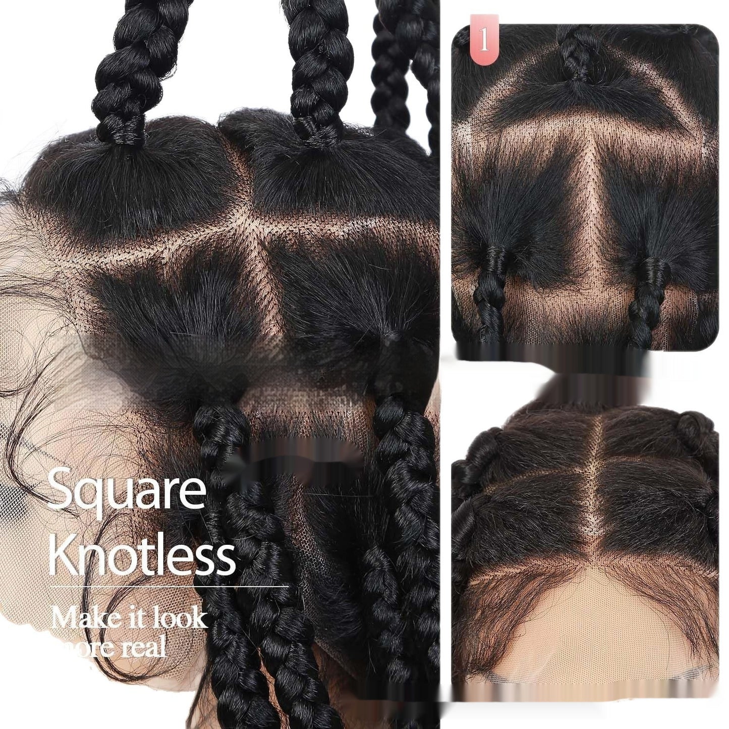 Hand-woven Full Lace Synthetic Fiber Three-strand Braid Wig Cap