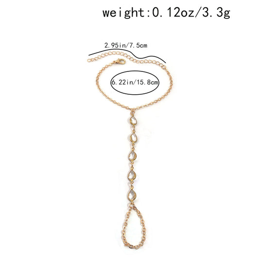 New Horse-eye Diamond Fingerless Bracelet For Women A Stylish Rhinestone Back-of-hand Chain For Summer