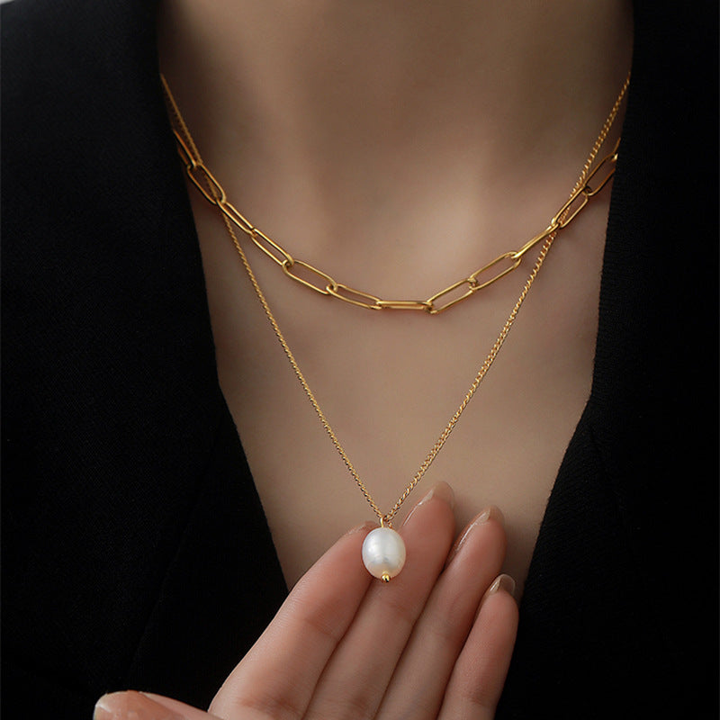 Titanium-steel Double-layered Necklace Girl