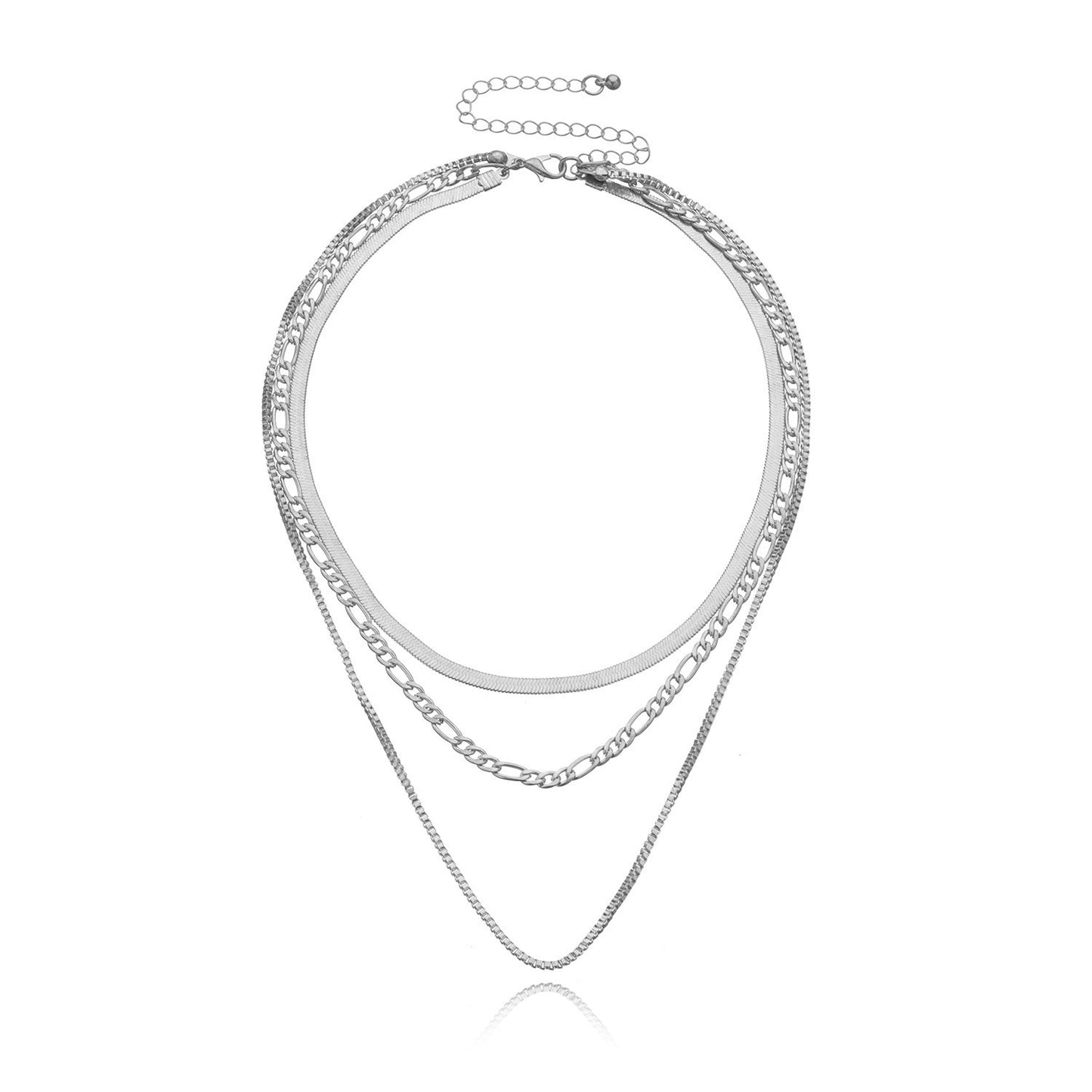 Womens Bold Multi-Layered Hip-Hop Geometric Necklace