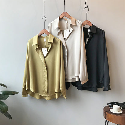 Loose satin shirt