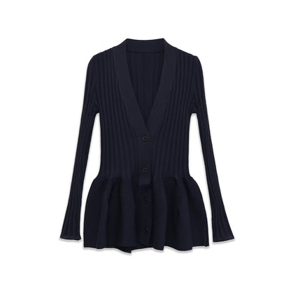 European And American-style Instagram-worthy Floral Blue Knitted Cardigan Dress