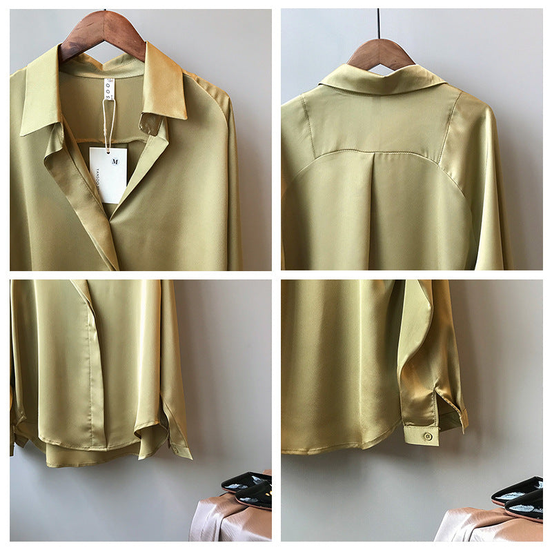 Loose satin shirt