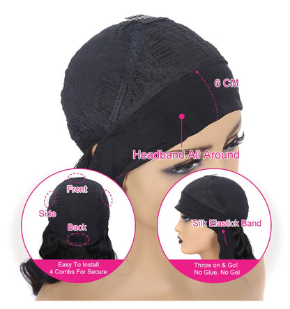 Black Women Non-Glue Human Hair Silk Curly Wig