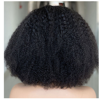 Black Women Non-Glue Human Hair Silk Curly Wig