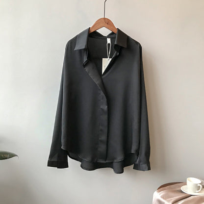 Loose satin shirt