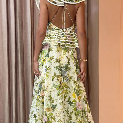 Fashion Sexy Backless Print Dress