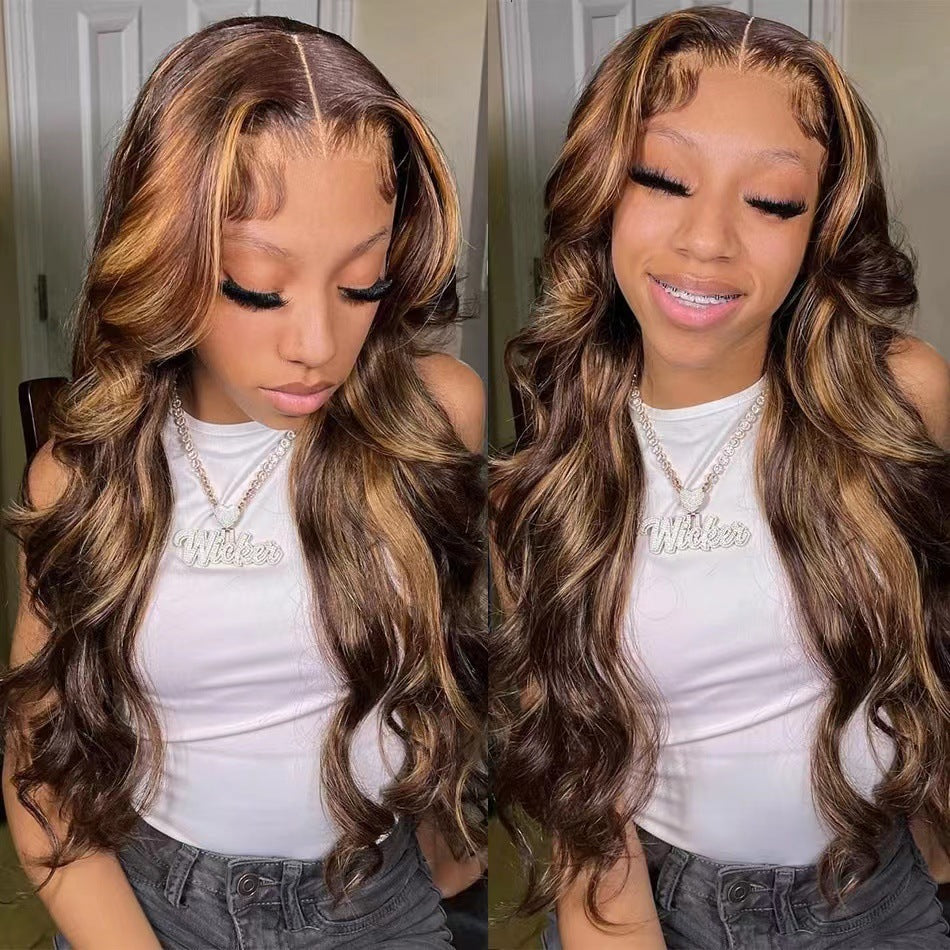Front Lace New Long Curly Hair Lace Big Wave Multi-color Wig