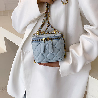 Lingge Chain Bucket Bag Women Fashion Messenger Bag High Sense Shoulder Bag