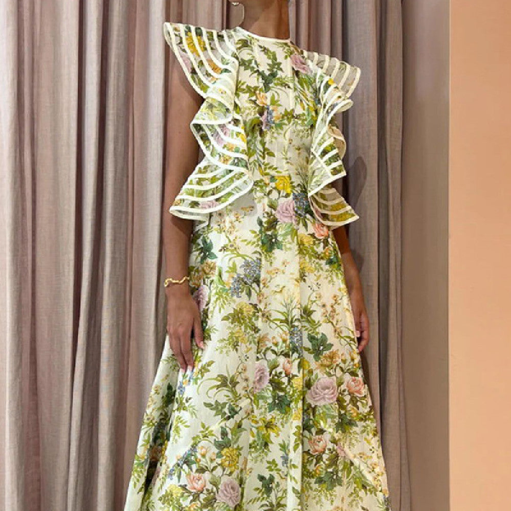 Fashion Sexy Backless Print Dress