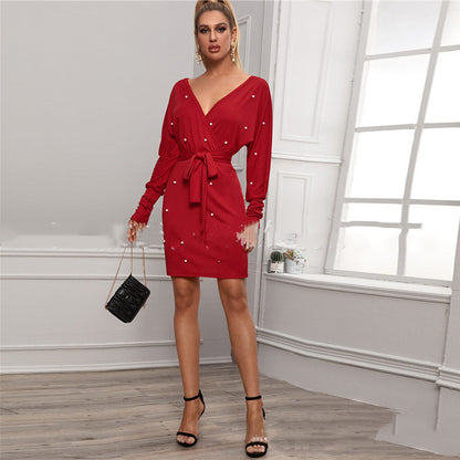 Beaded lace sexy dress