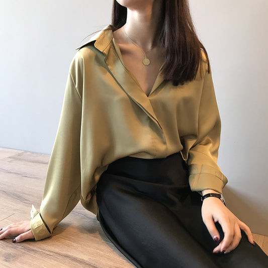 Loose satin shirt
