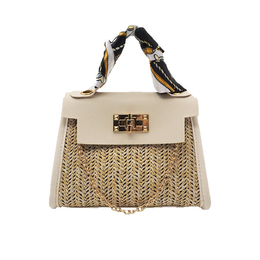 Girl's Bag Pastoral Style Woven Bag Portable Straw Woven Bag Fashion Messenger Bag