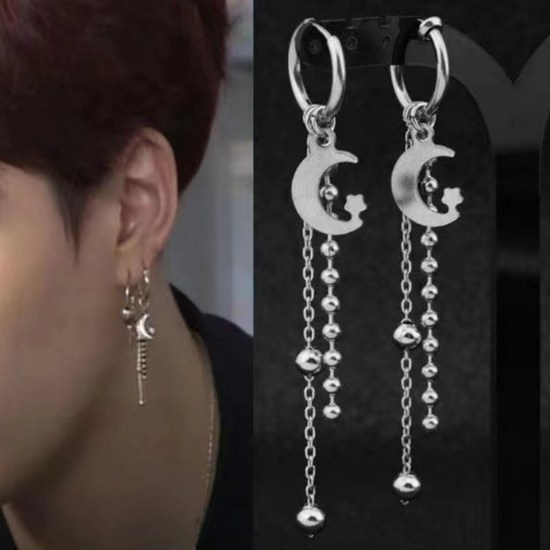 Mens Premium Personalized Stainless Steel Cross Chain Tassel Long Ear Cuff