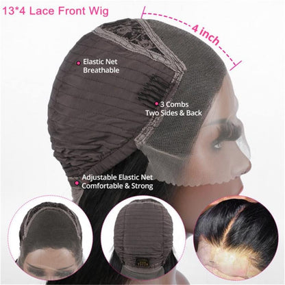 Chocolate Brown 13x4 Lace Front Wig Human Hair Color 4 Body Wave Density