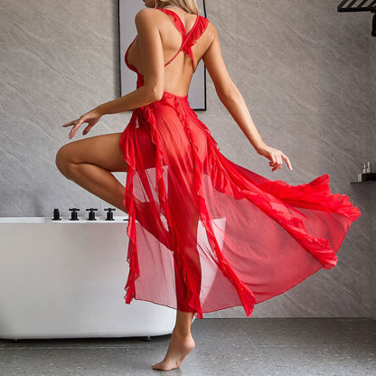 Lace Mesh Cake Skirt Sheer Camisole Nightgown