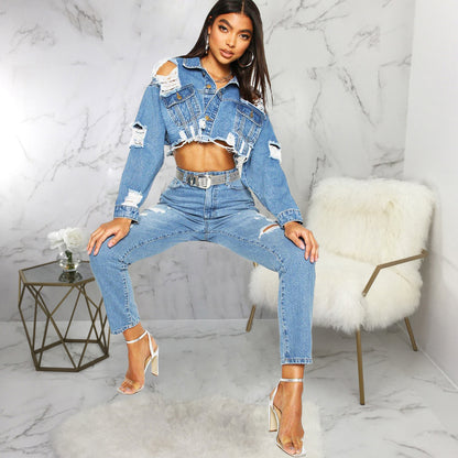 Women's Jacket Cropped Denim Top