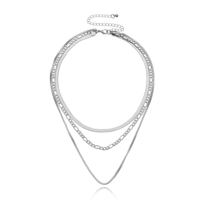 Womens Bold Multi-Layered Hip-Hop Geometric Necklace