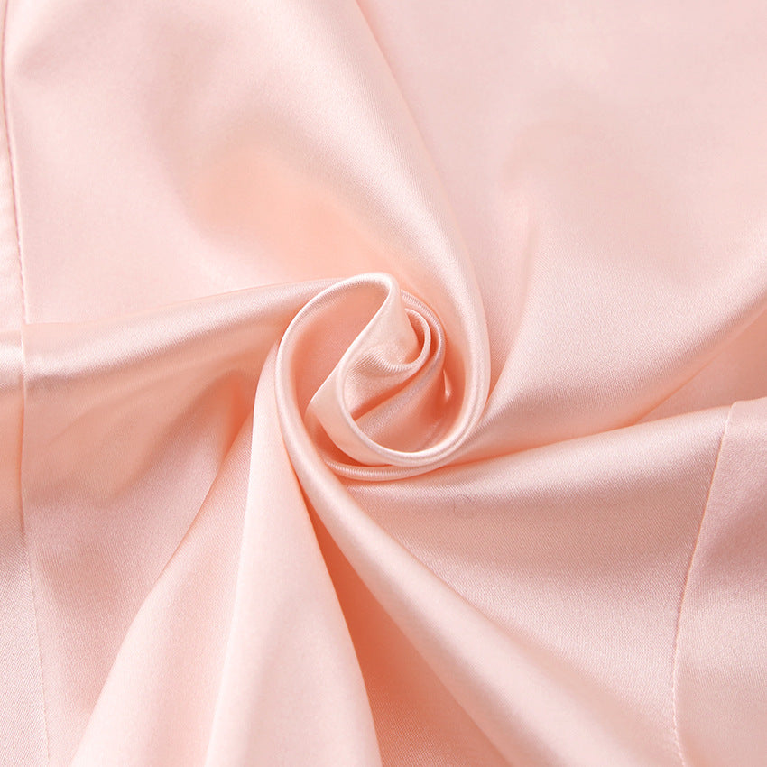 Satin Satin V-Neck Temperament Slim Dress