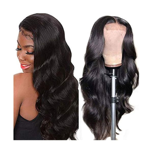 4x4 Lace Closure Human Hair Wig, Body Wave Wig In Natural Color, 150 Percent Density
