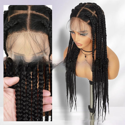 Hand-woven Full Lace Synthetic Fiber Three-strand Braid Wig Cap