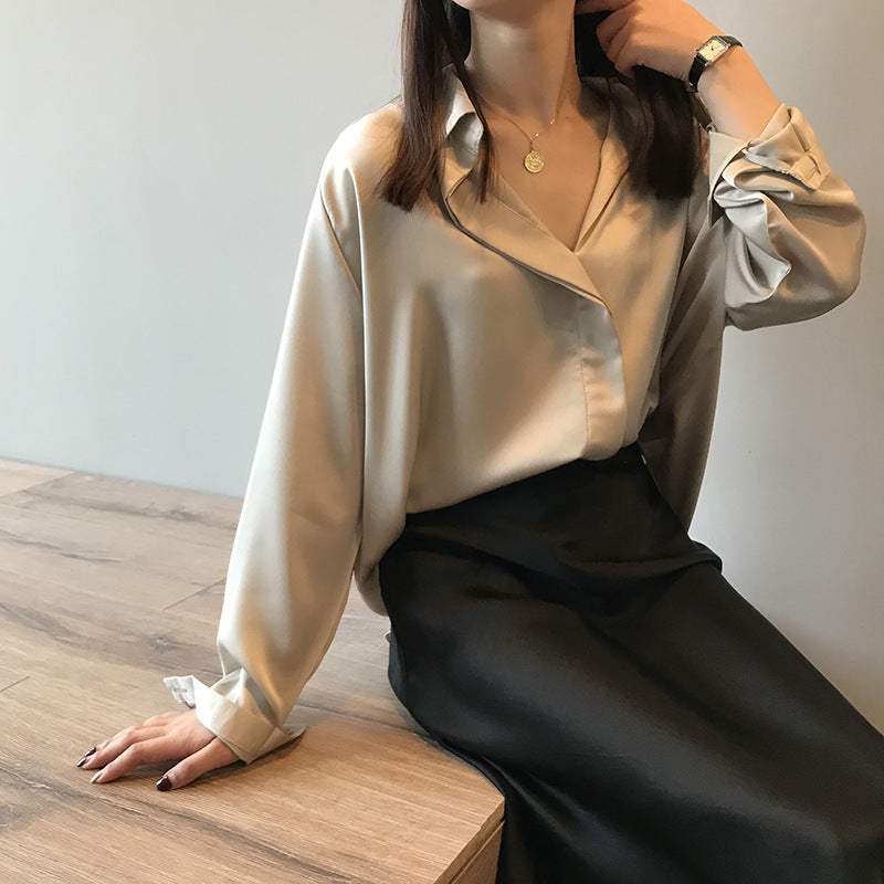 Loose satin shirt