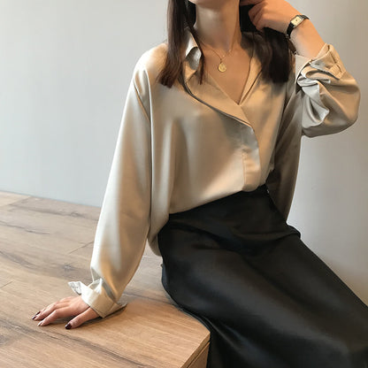 Loose satin shirt