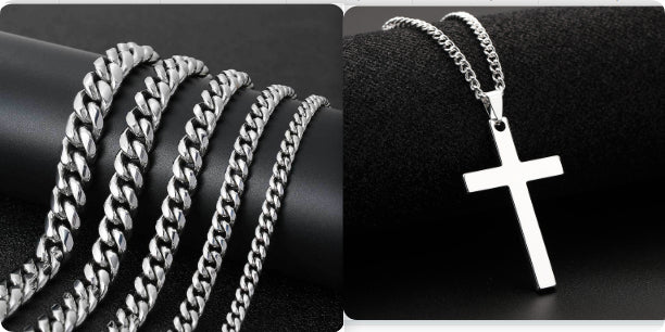 Hip Hop Stainless Steel Necklace Dragon Head Buckle Round Grinding Encryption