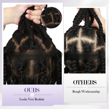 Hand-woven Full Lace Synthetic Fiber Three-strand Braid Wig Cap