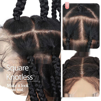 Hand-woven Full Lace Synthetic Fiber Three-strand Braid Wig Cap