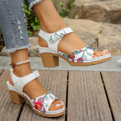 High Heel Sandals Velcro Buckle Casual Sandals For Women