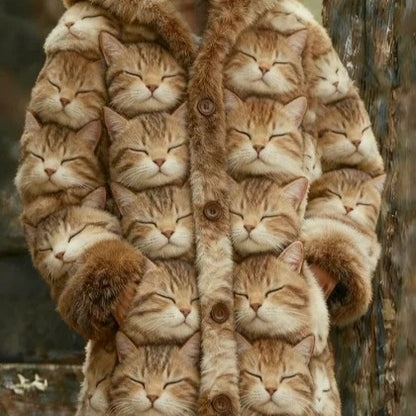 Womens Plush Cartoon Hooded Jacket