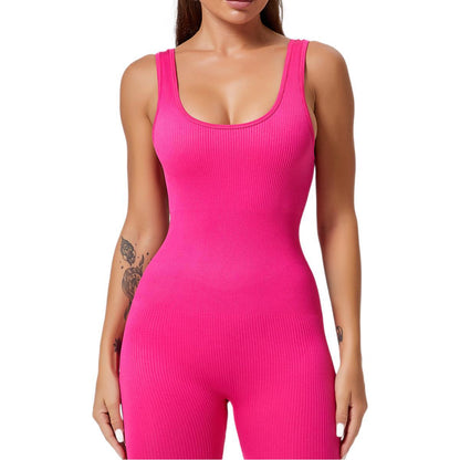 Threaded-knit Tummy-control Butt-lifting Form-fitting Breathable U-neck Bodysuit