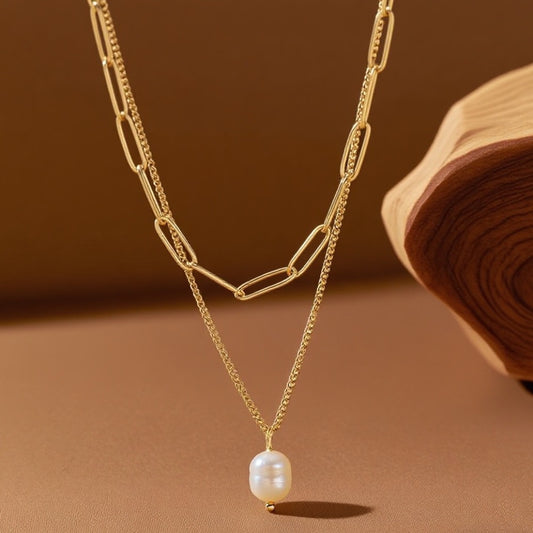 Titanium-steel Double-layered Necklace Girl