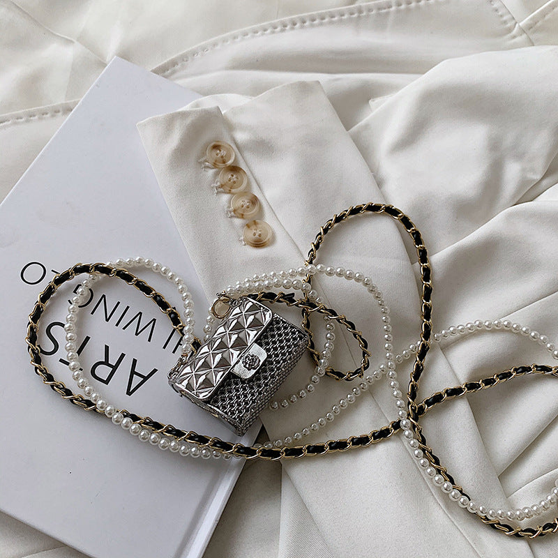 Headphone Bag Rhombic Chain Hanging Neck Bag Female Waist Bag Messenger Bag