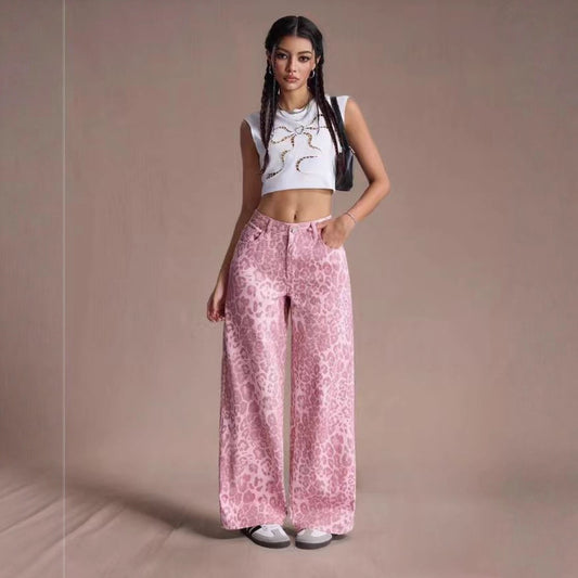 Female Loose Fit Straight Loose Wide Leg Jeans