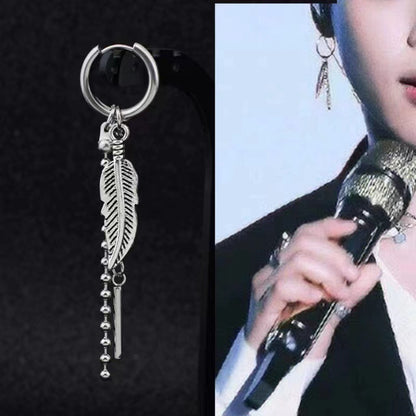 Mens Premium Personalized Stainless Steel Cross Chain Tassel Long Ear Cuff