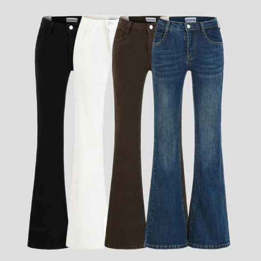 Womens Stylish Slim-fit Distressed Flared Jeans
