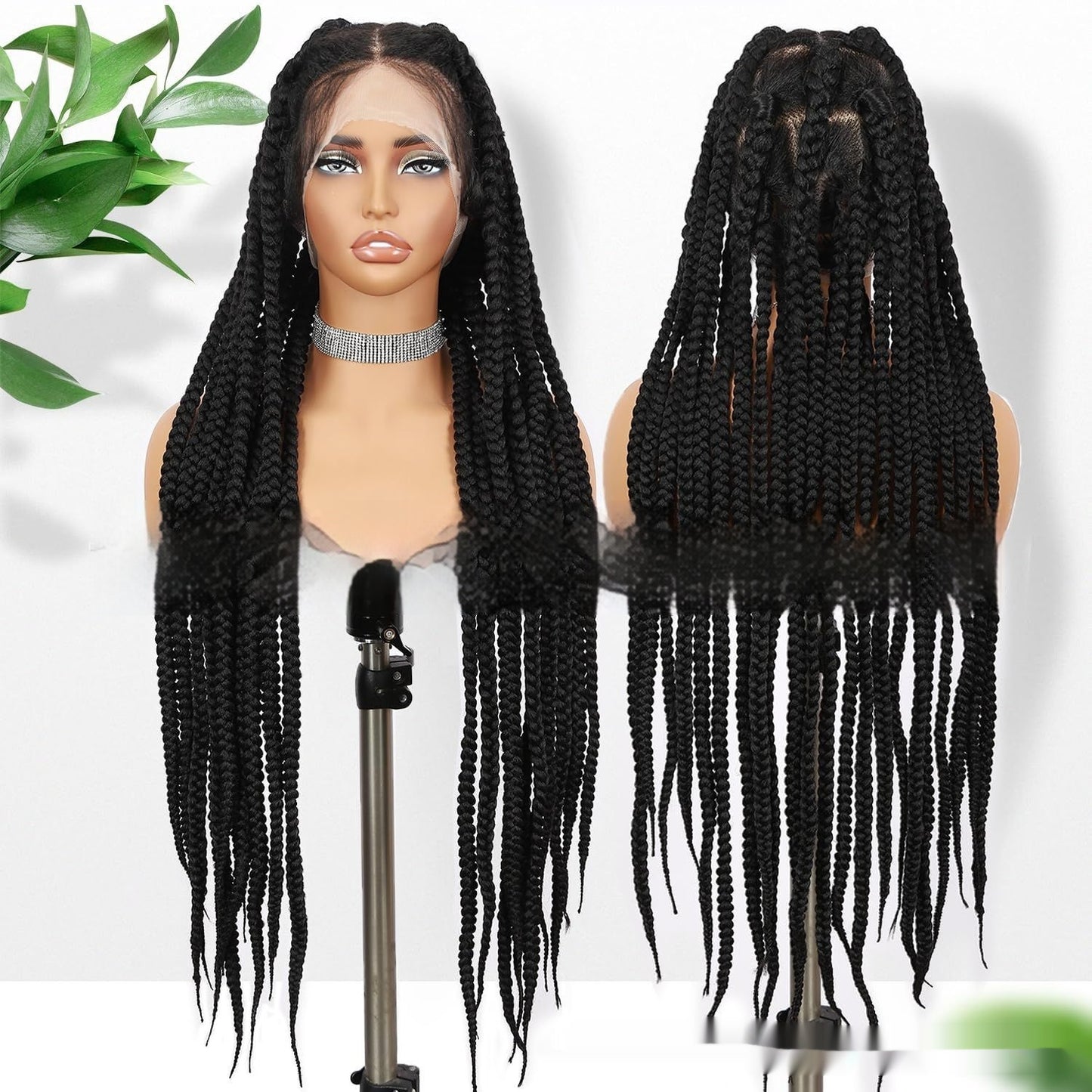 Hand-woven Full Lace Synthetic Fiber Three-strand Braid Wig Cap