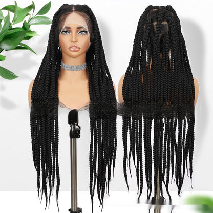 Hand-woven Full Lace Synthetic Fiber Three-strand Braid Wig Cap