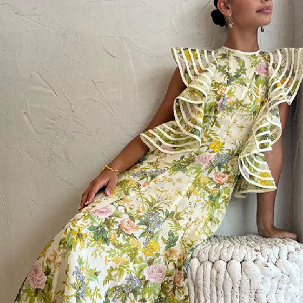 Fashion Sexy Backless Print Dress
